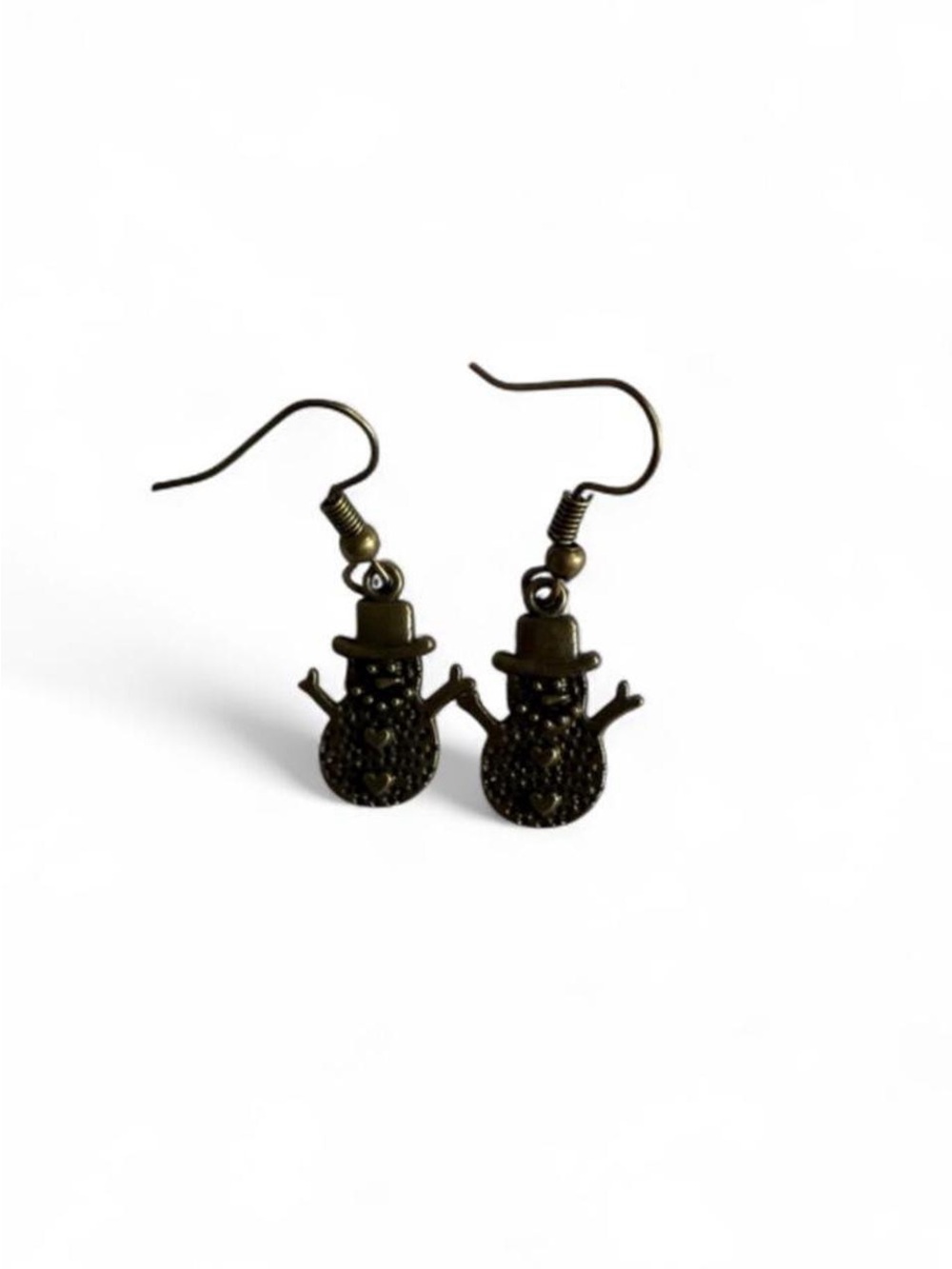 Handmade Bronze Snowman Earrings Cute Winter Holiday Jewelry ❄️☃️